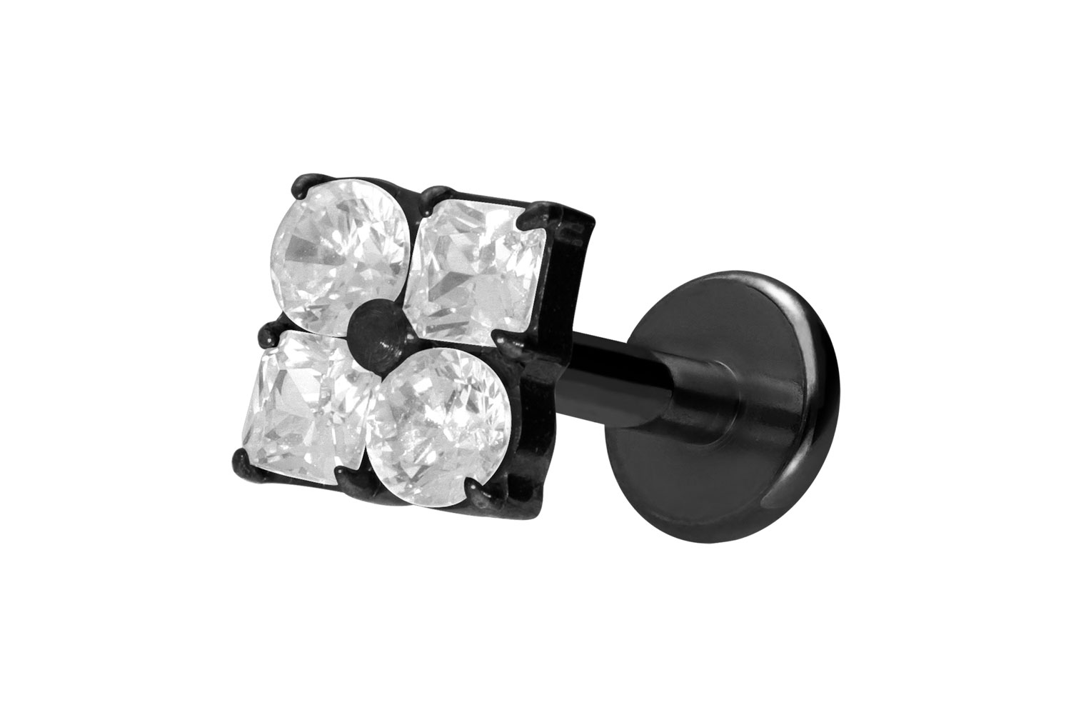 Titan Labret Piercing mit Innengewinde KRISTALLBLUME